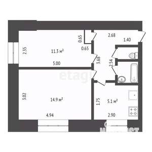 2-к квартира, вторичка, 45м2, 1/9 этаж