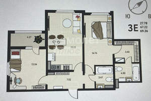 2-к квартира, вторичка, 69м2, 2/18 этаж