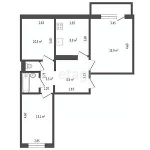 3-к квартира, вторичка, 63м2, 3/5 этаж