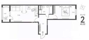 1-к квартира, вторичка, 45м2, 6/17 этаж
