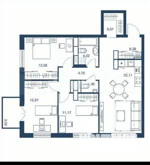 4-к квартира, вторичка, 79м2, 22/25 этаж