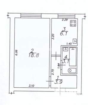 1-к квартира, вторичка, 32м2, 1/9 этаж