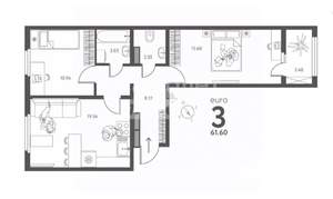 2-к квартира, вторичка, 62м2, 10/17 этаж
