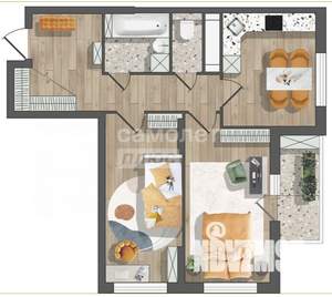 2-к квартира, вторичка, 62м2, 4/19 этаж