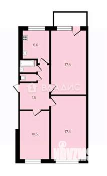 3-к квартира, вторичка, 62м2, 3/5 этаж