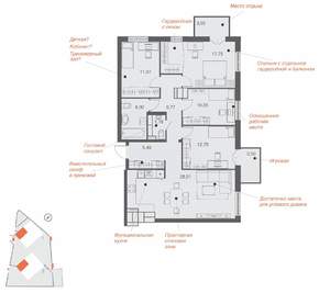 4-к квартира, вторичка, 112м2, 25/25 этаж