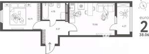 1-к квартира, вторичка, 38м2, 5/17 этаж