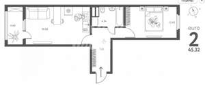 2-к квартира, вторичка, 45м2, 9/17 этаж