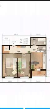 2-к квартира, вторичка, 68м2, 7/19 этаж