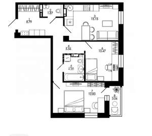 2-к квартира, вторичка, 61м2, 12/25 этаж