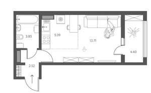 Студия квартира, вторичка, 27м2, 8/17 этаж