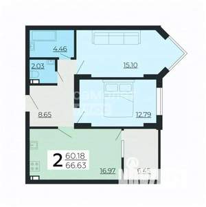 3-к квартира, вторичка, 67м2, 2/24 этаж