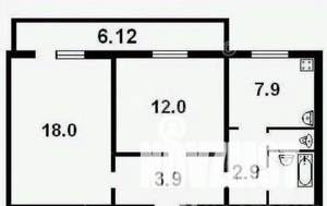 2-к квартира, вторичка, 53м2, 2/9 этаж