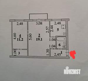 2-к квартира, вторичка, 44м2, 5/5 этаж