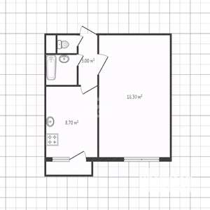 1-к квартира, вторичка, 30м2, 3/5 этаж
