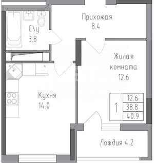 1-к квартира, вторичка, 41м2, 10/19 этаж