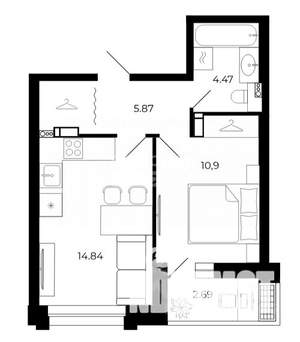 1-к квартира, вторичка, 39м2, 14/15 этаж