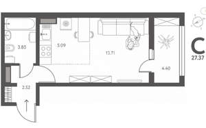 Студия квартира, вторичка, 27м2, 16/17 этаж