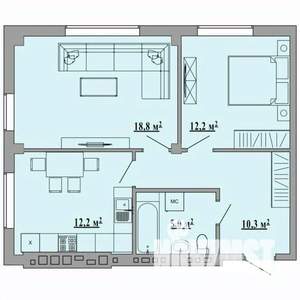 2-к квартира, строящийся дом, 61м2, 3/5 этаж