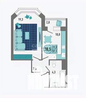1-к квартира, строящийся дом, 39м2, 1/18 этаж