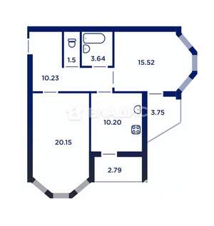 2-к квартира, вторичка, 65м2, 8/17 этаж