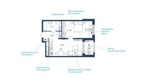 1-к квартира, вторичка, 50м2, 6/22 этаж
