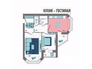 2-к квартира, сданный дом, 63м2, 18/18 этаж