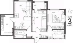 2-к квартира, вторичка, 70м2, 16/17 этаж