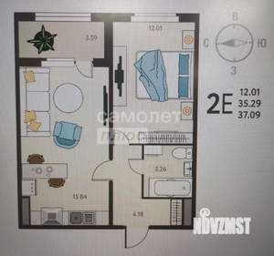 1-к квартира, вторичка, 37м2, 9/18 этаж
