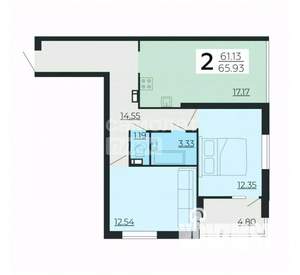 2-к квартира, вторичка, 66м2, 6/24 этаж