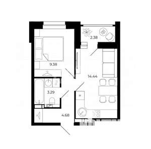 1-к квартира, вторичка, 33м2, 18/23 этаж