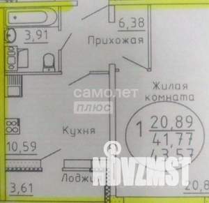 1-к квартира, вторичка, 42м2, 6/19 этаж