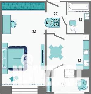 1-к квартира, вторичка, 42м2, 10/18 этаж