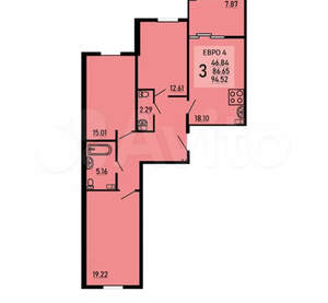 3-к квартира, вторичка, 95м2, 12/25 этаж
