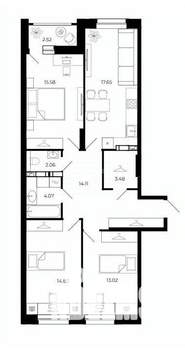 3-к квартира, строящийся дом, 85м2, 11/24 этаж