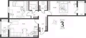 2-к квартира, вторичка, 66м2, 11/18 этаж