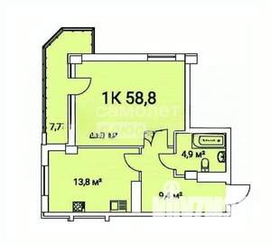 1-к квартира, вторичка, 59м2, 19/19 этаж