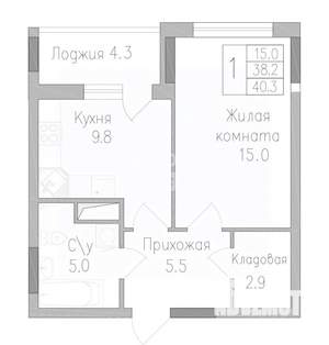 1-к квартира, вторичка, 40м2, 6/17 этаж